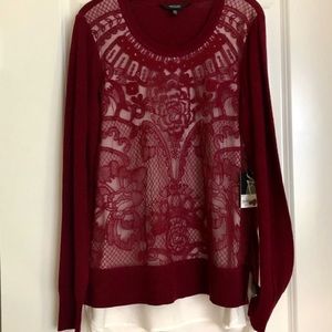 Simply Vera Vera Wang Mock-Layer Lace Sweater